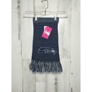 Seattle Seahawks Scarf Dark Blue w/ Silver Glittery Ends NFL 56" Long FOCO